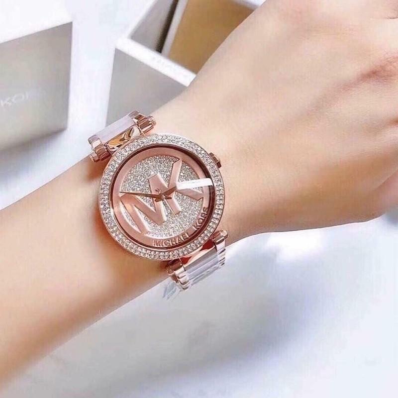 Jam Tangan Wanita MK6176 Strap Rantai Stainless Steel Rose Gold