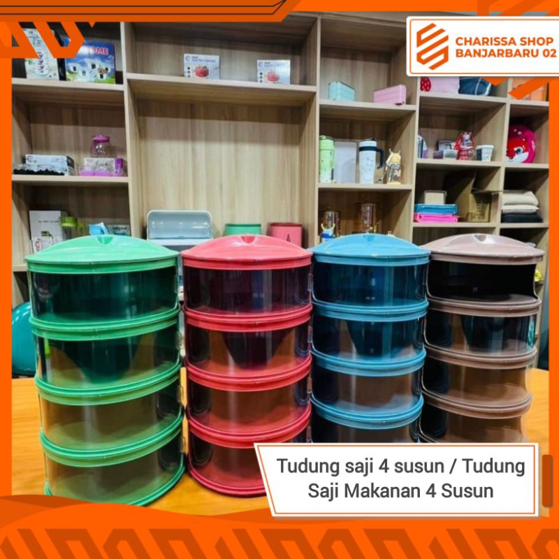 Tudung Saji 4 Susun Merk Poel / Tempat Penyimpan Makanan 4 Susun / Wadah Penyimpan Makanan