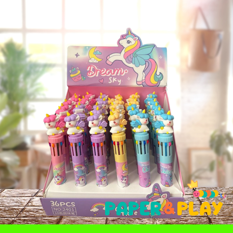 

[PAPERANDPLAY] Pulpen Lucu 10 Warna 3D Doll BABY UNICORN
