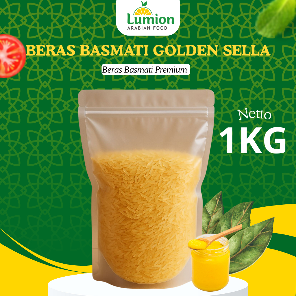 

Golden Sella Beras Basmati 1kg Repack premium untuk kebuli, briyani, mandhi, kabsah 1 kg