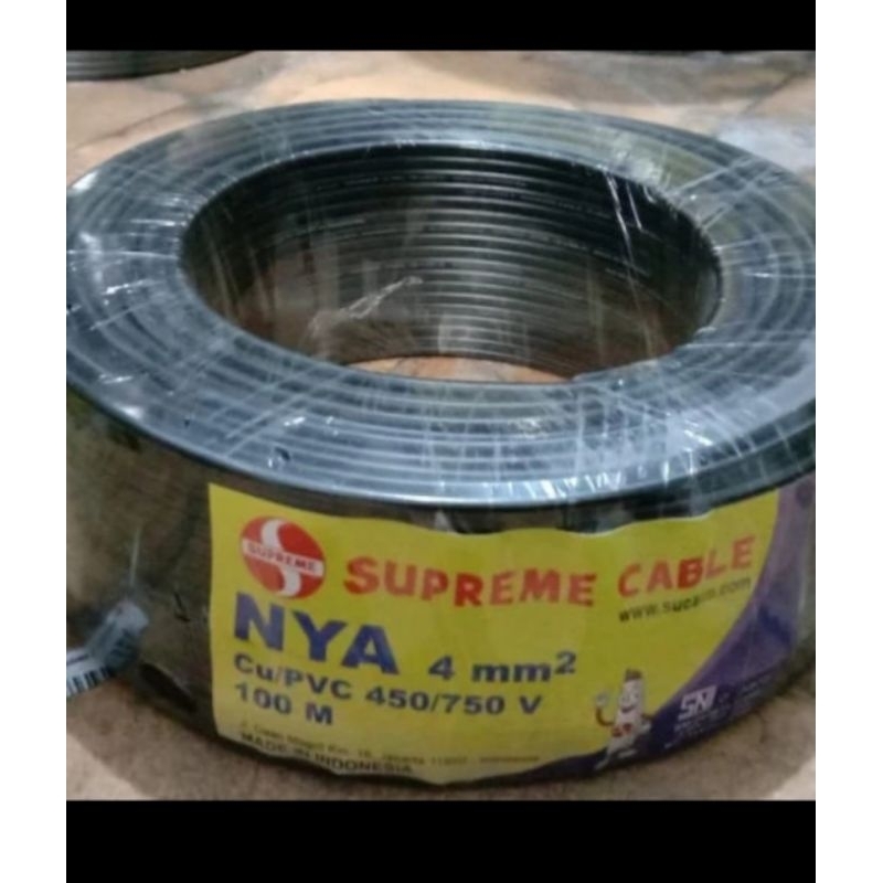 Kabel Listrik Tunggal 4mm Supreme NYA Kawat Tembaga Meteran