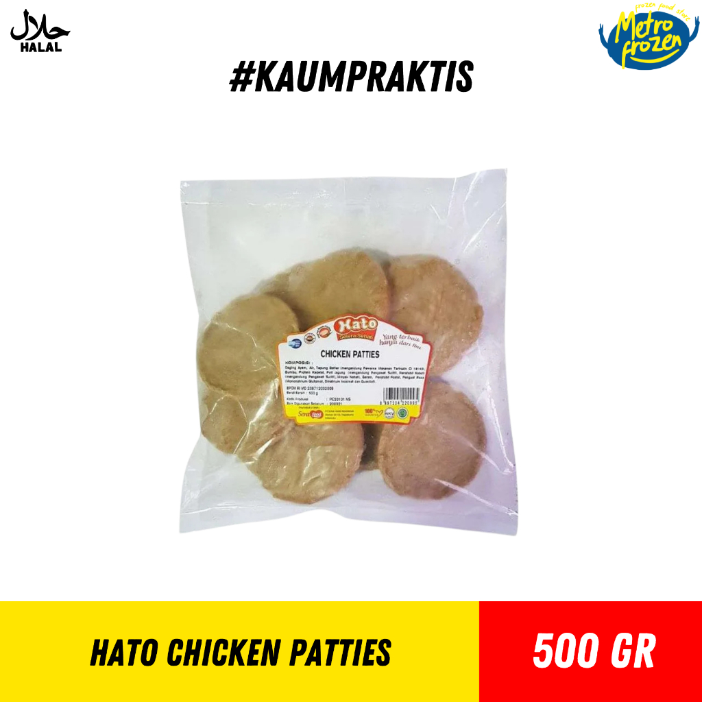 

HATO Chicken Patties 500gr // burger patties ayam //chicken burger