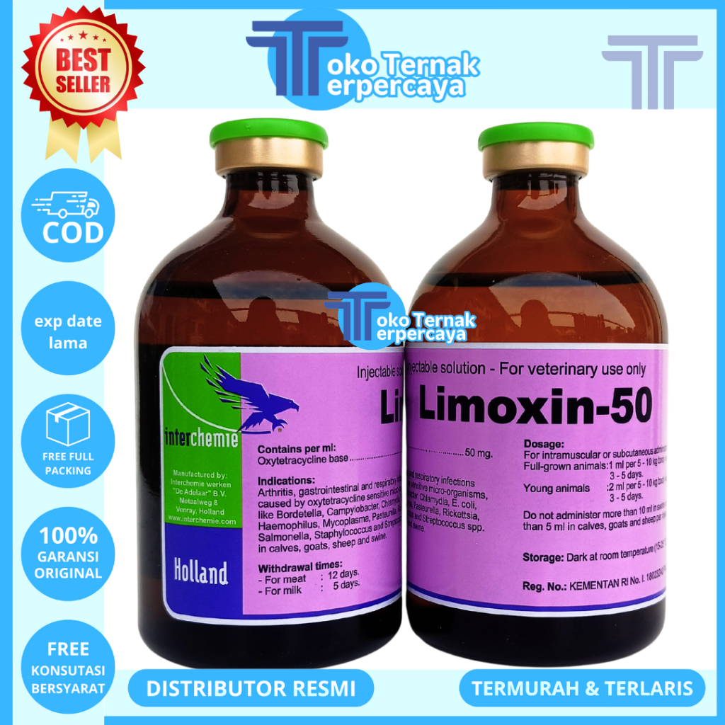LIMOXIN 50 isi 100 ml Antibiotik Hewan Spektrum Luas Hewan Sapi - Like Proxyvet Kaloxy Vet