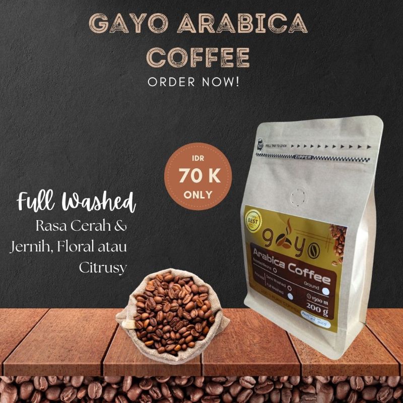 

Gayo Arabica Coffee, Full Washed, Ground Coffee (Kopi Bubuk) 200 g