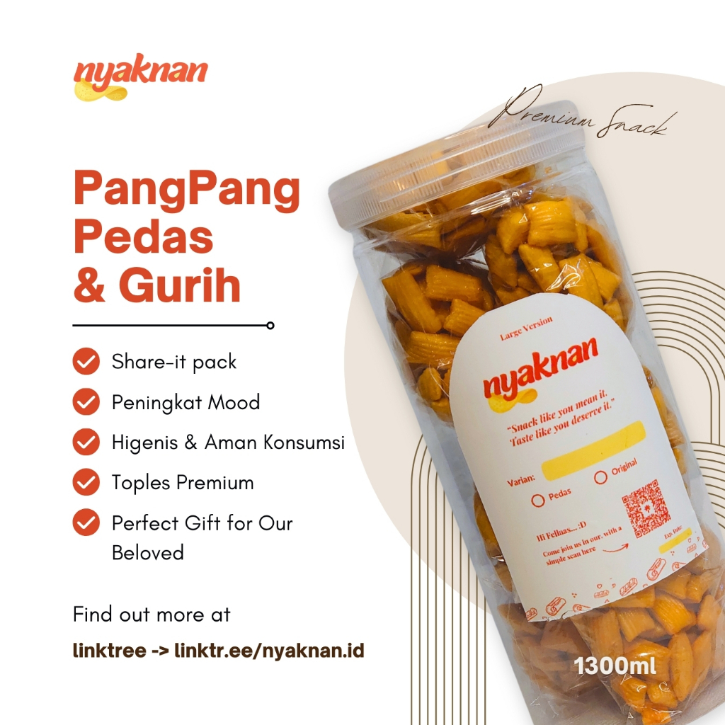 

Nyaknan PangPang Pedas & Gurih Banyak Rempah Share It Pack Kemasan Premium Jar 1000-1300ml