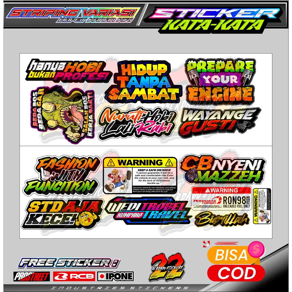 STIKER PACK KATA KATA RACING / STIKER PACK HEREX / STIKER PACK KEREN / STIKER PACK TERBARU / STIKER 