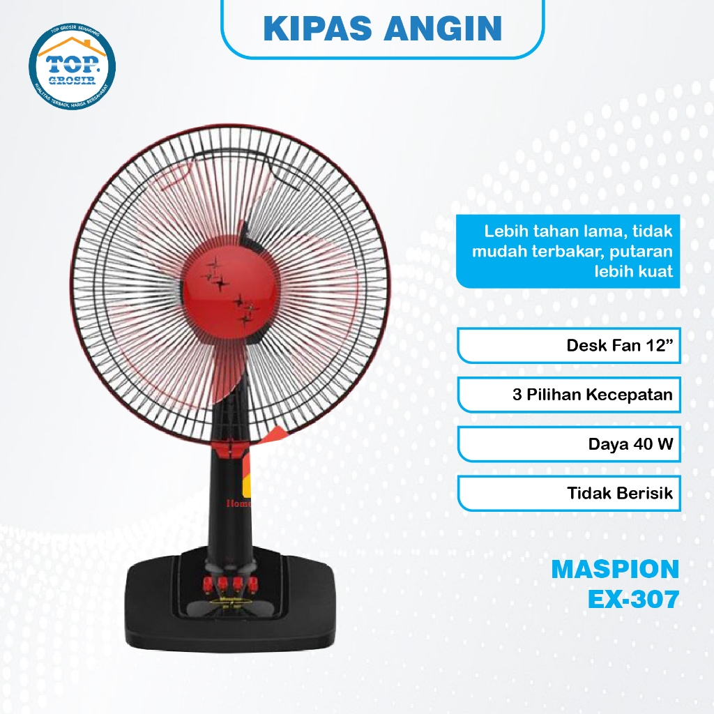 KIPAS ANGIN MEJA KIPAS ANGIN DUDUK MASPION EX-307 DESK FAN 12" KIPAS ANGIN MEJA EX 307 / EX307 ORIGI