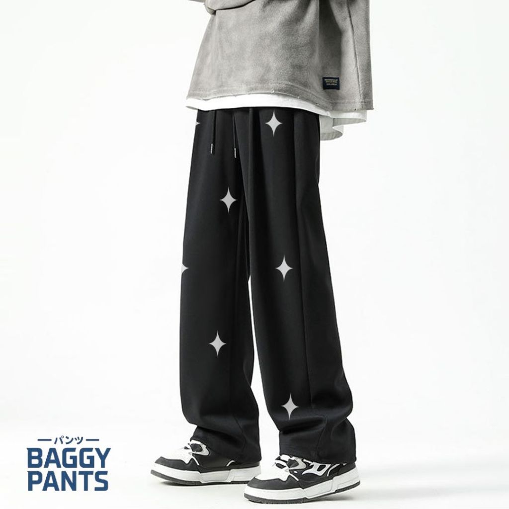 BAGGY PANTS -  Celana Panjang Oversize Pria Wanita Keren Celana Baggy Pants Motif Terbaru