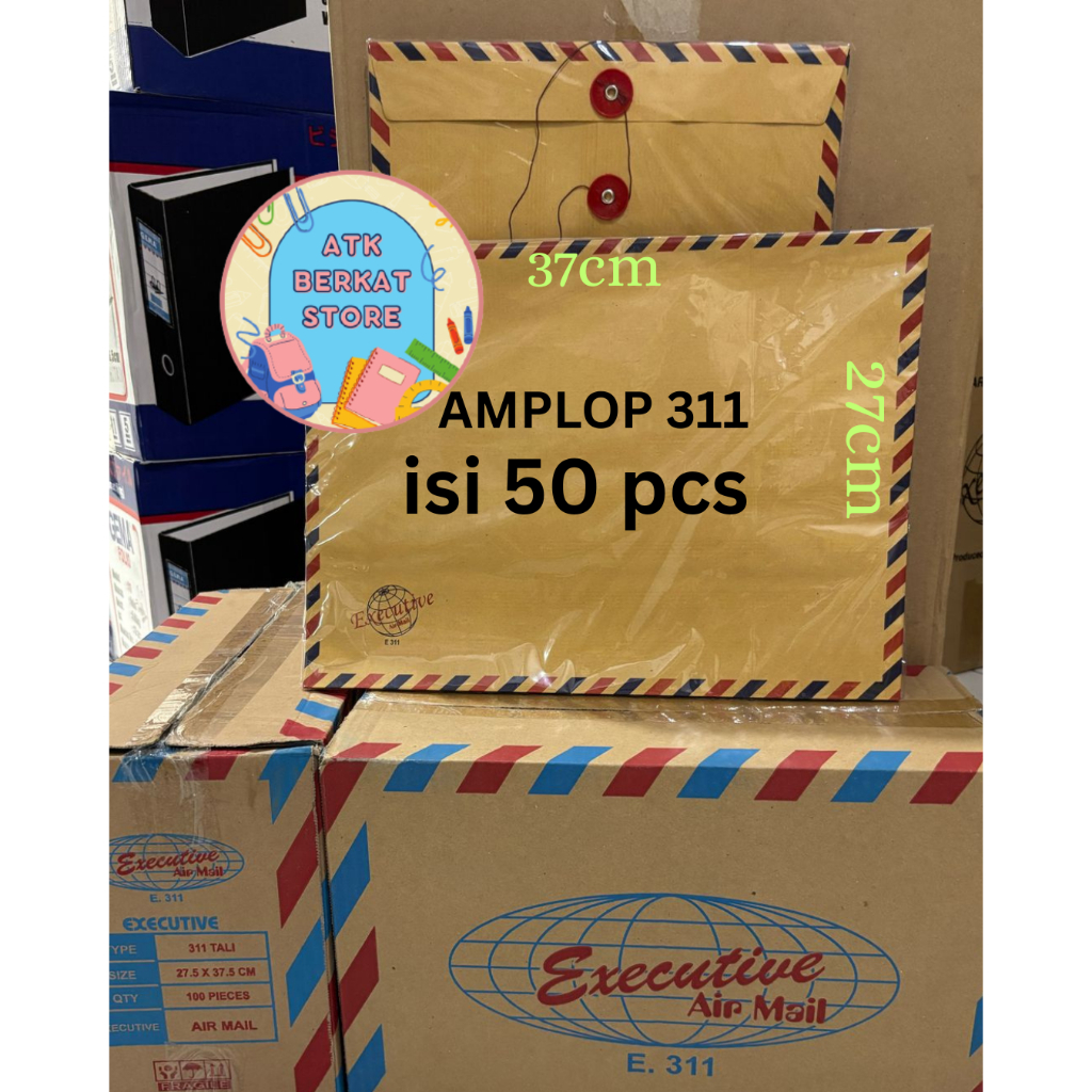 

[50 pcs] Amplop Coklat Air Mail Tali Executive 311