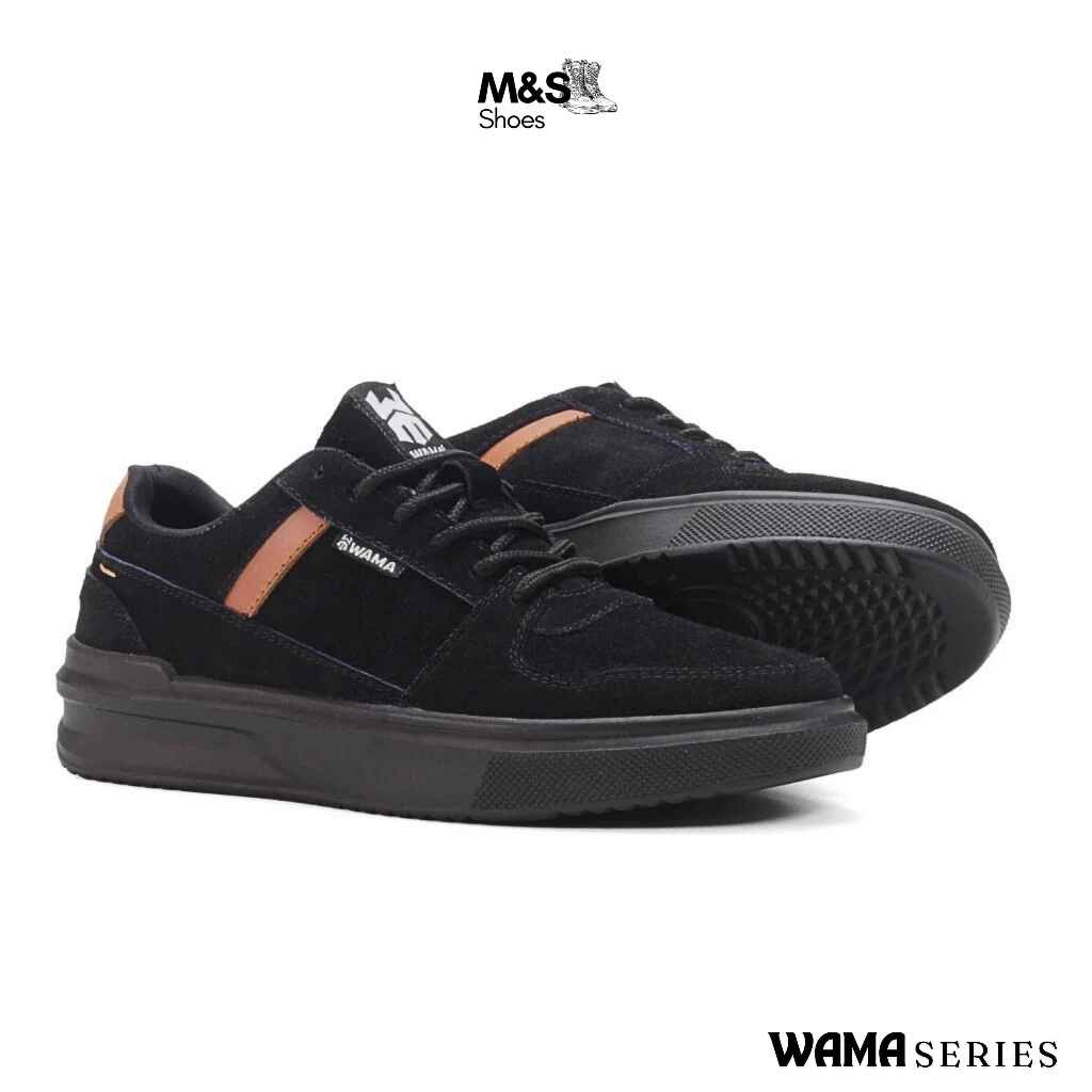 Rusty Black | WAMA | Sepatu Sneakers Casual Vintage Leather Suede Pria Sepatu Lokal Brand