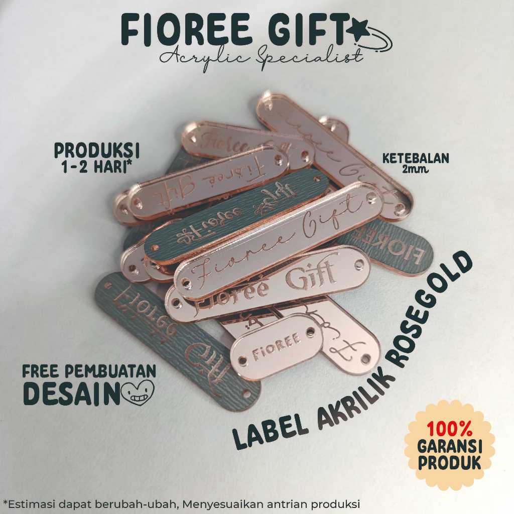 

Label Hijab Akrilik ROSE 1X5 cm | Label Hijab Branding | Custom Cutting Label | Fioree gift