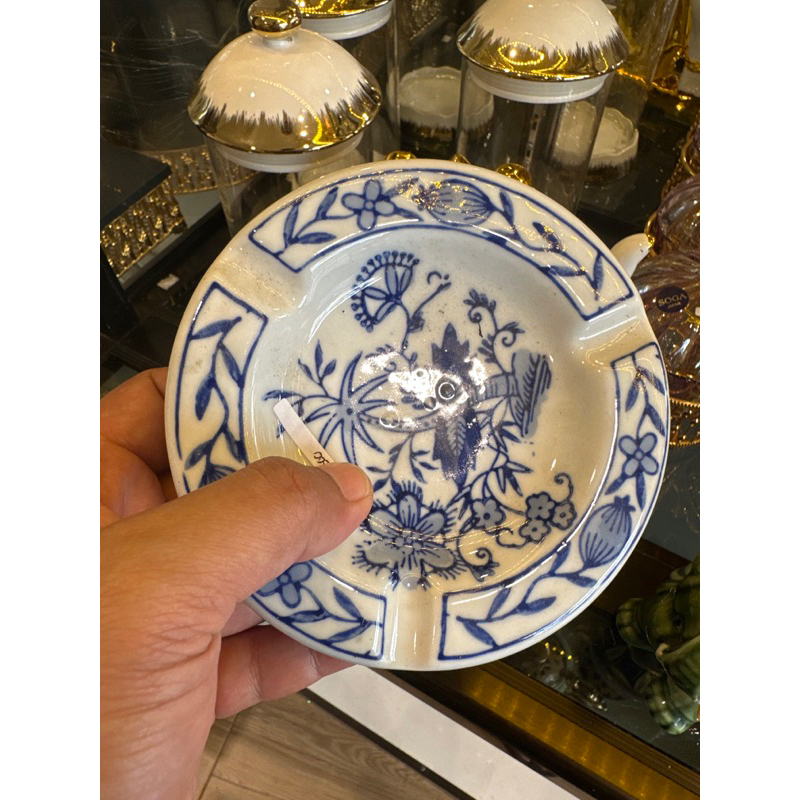 Asbak Rokok Keramik Biru Putih