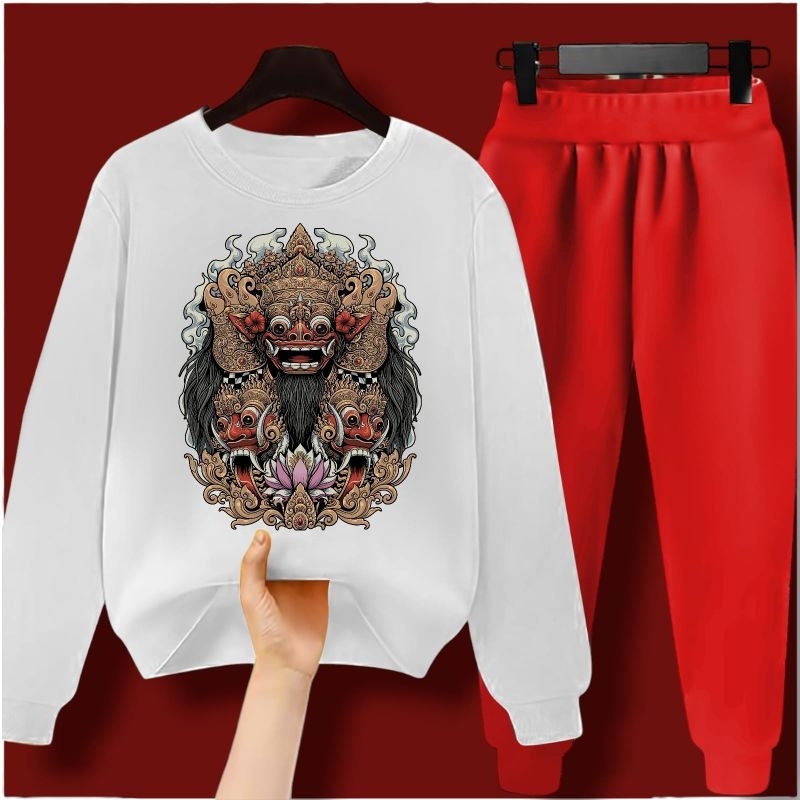 KAOS BARONG ANAK ANAK TANGAN PANJANG WARNA MERAH PUTIH 1st CELANA TERBARU BAJU STELAN COWO CEWE DIST