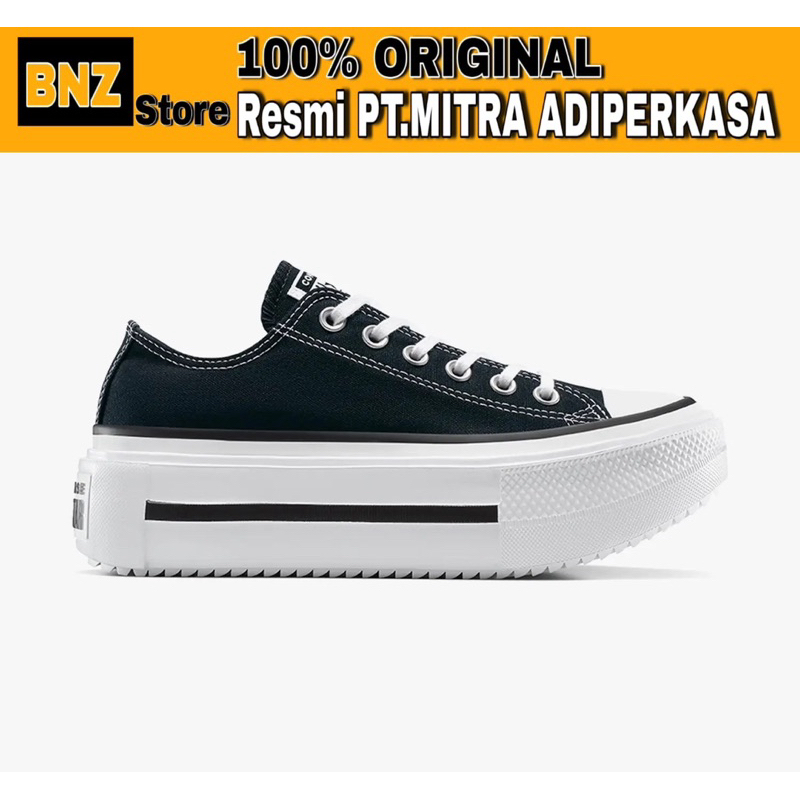 Sepatu Sneakers Wanita Converse CTAS Lift Ox Double Stack Black/White