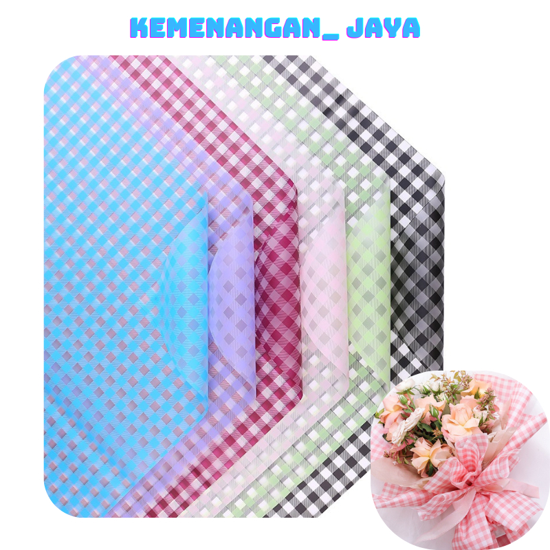 

Kertas Bunga Buket Motif Gingham Plaid Square Kotak Kotak Flower Wrapping Cellophane KB020