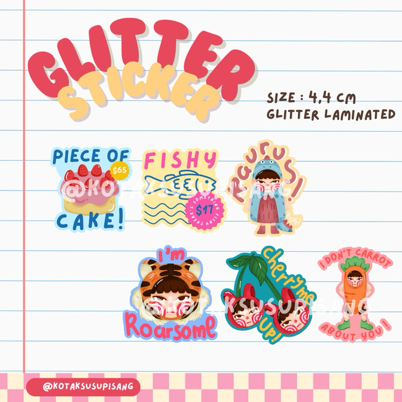 

kotaksusupisang cute glitter sticker collection