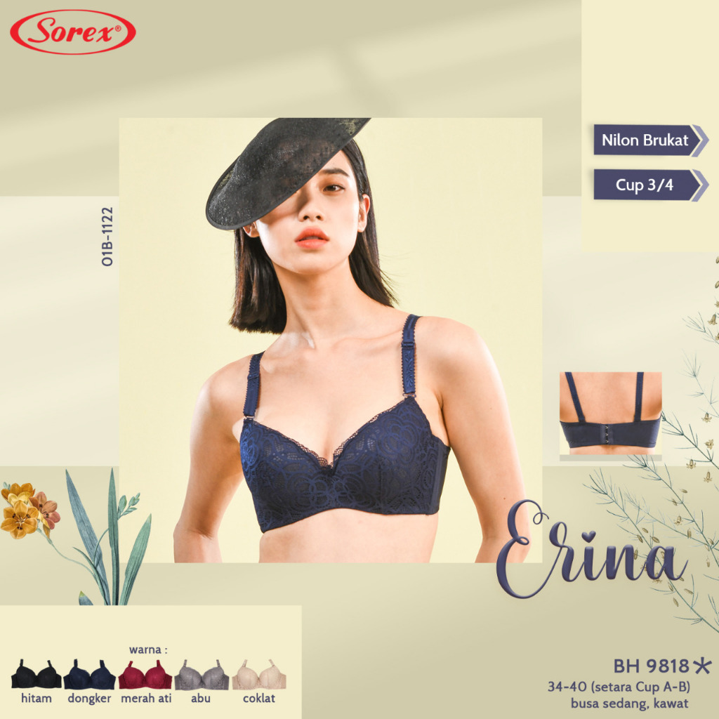 Sorex 9818 Bra Brukat Berkawat Cup B kait 3 // bh sorex 9818 brokat pakai kawat