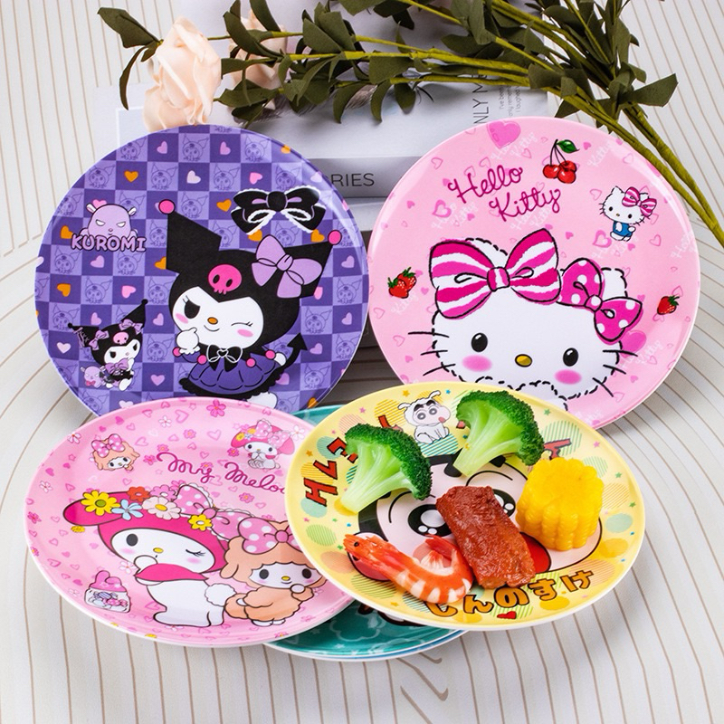 Piring Melamin Ceper Melody Kuromi Cinnamoroll Spiderman Diameter 20cm | Piring Snack Anak