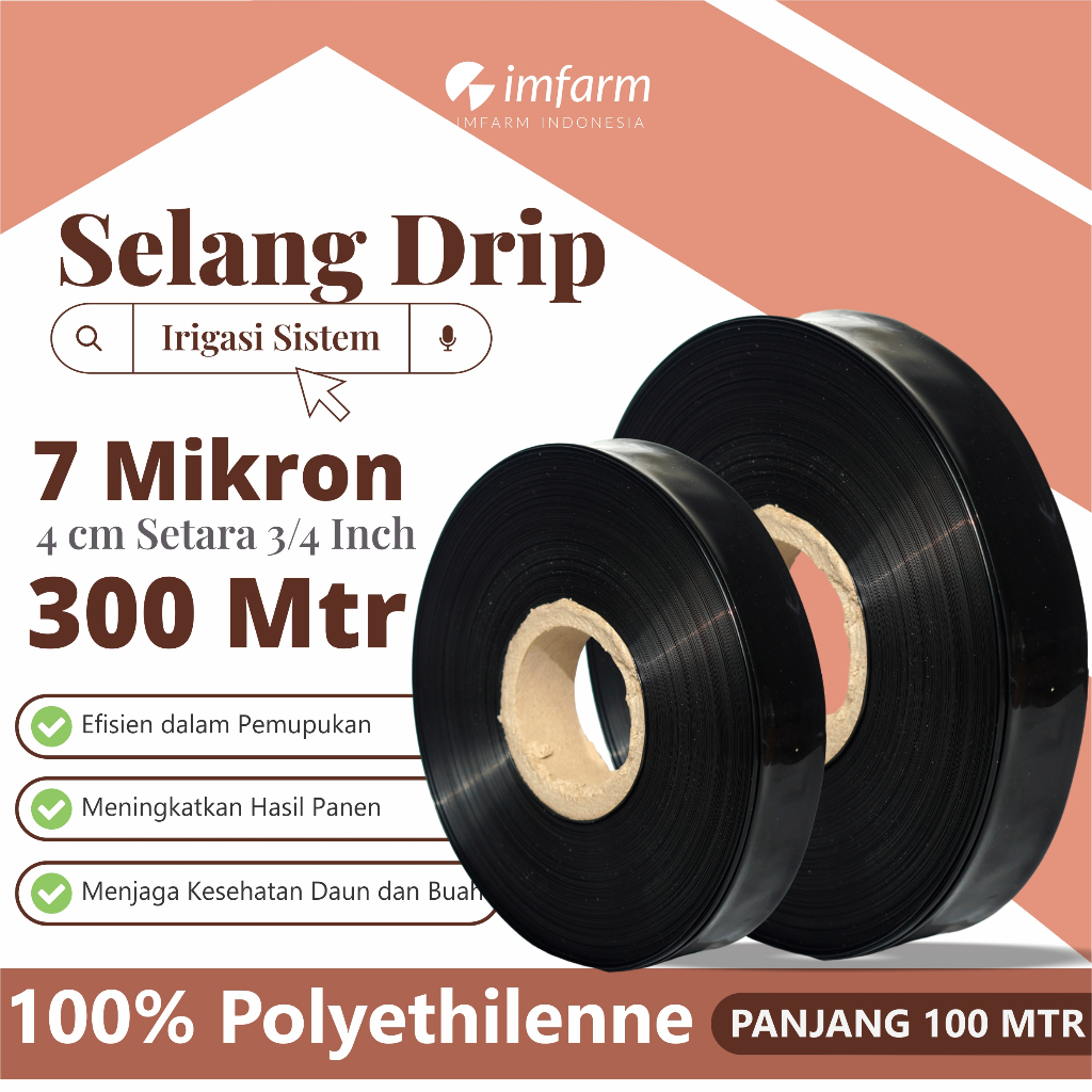 Selang Drip 7 micron 4 cm 300 meter - Pipa 3/4 inch
