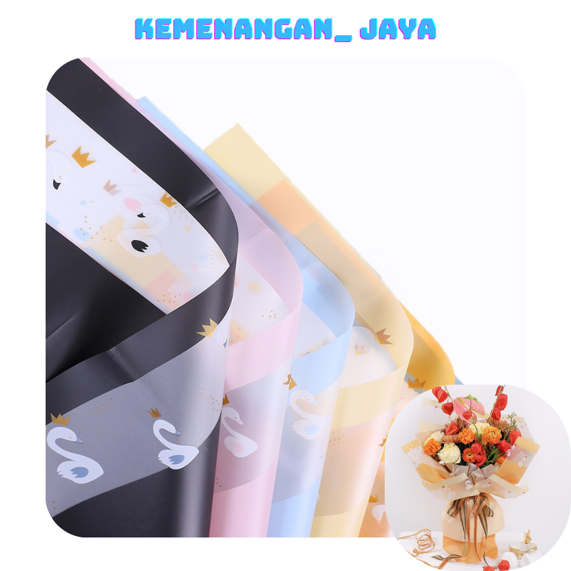 

Isi 20 LEMBAR Kertas Buket Bunga Motif Swan Flower Wrapping Paper Swan Transparan Cellophane KB062