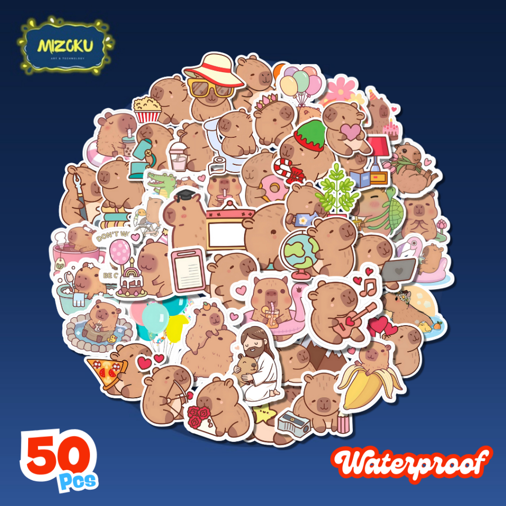 

STICKER PACK ANTI AIR CAPIBARA CUTE UNTUK SCRAPBOOK | TUMBLER | HP | LAPTOP | KOPER | HELM | MOTOR | WATERPROOF