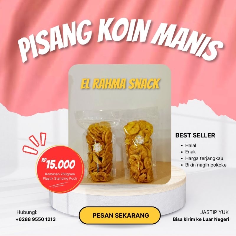 

PISANG KOIN MANIS KEMASAN 250GRAM SNACK GROSIR