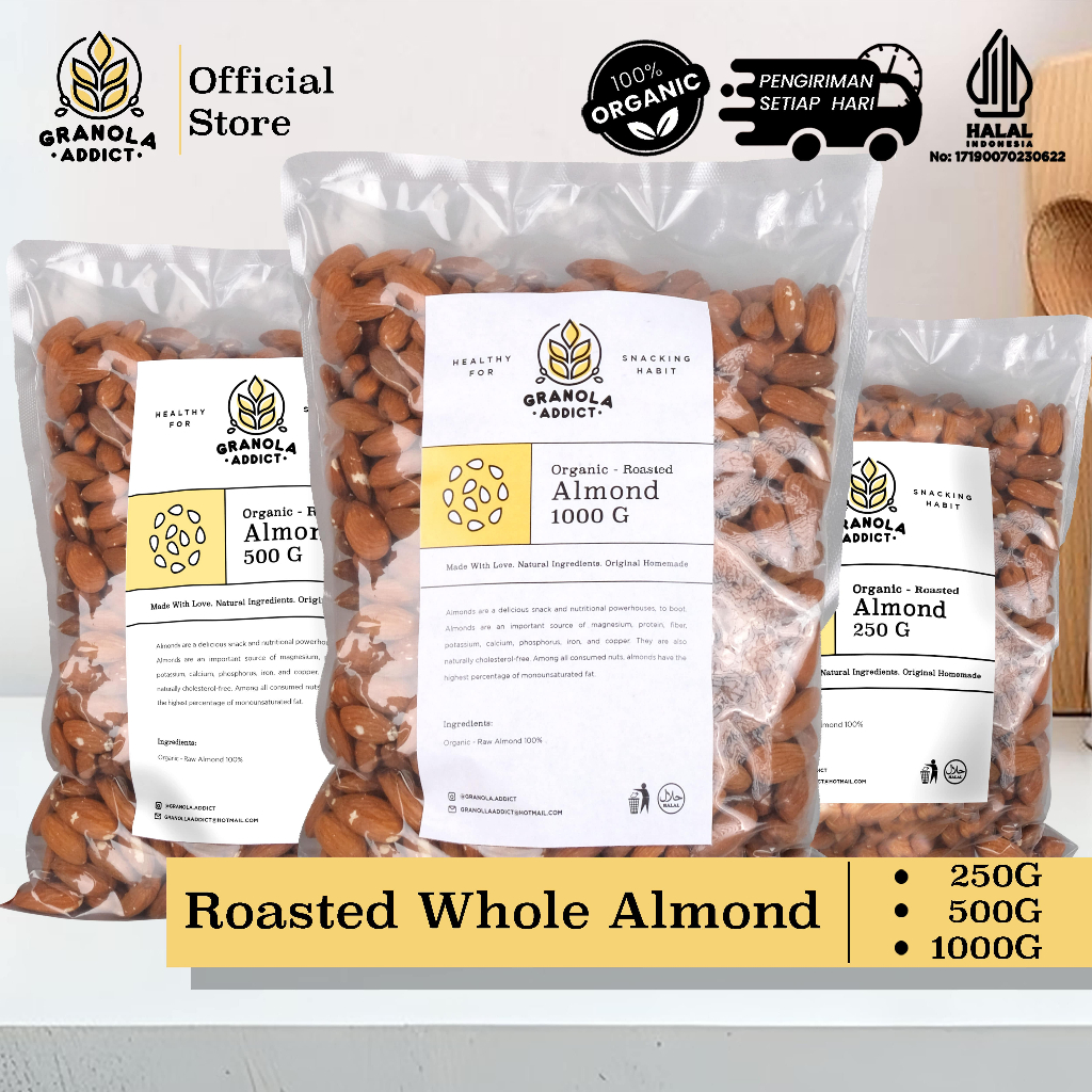 

Granola Addict - Roasted Whole Almond / Kacang Almond Panggang 250G, 500G, 1000G
