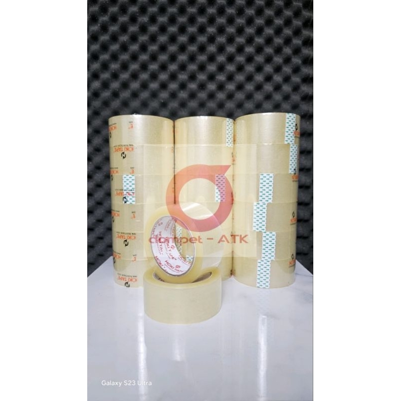 

Lakban bening tebal (harga yang tertera untuk 1 slop isi 6 pcs) 45 mm x 100 yard