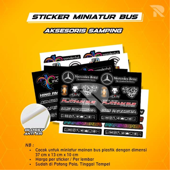Sticker Kaca Samping Miniatur Bus / Acc Miniatur Bus /  Sticker Miniatur Bus Sudah di Cutting