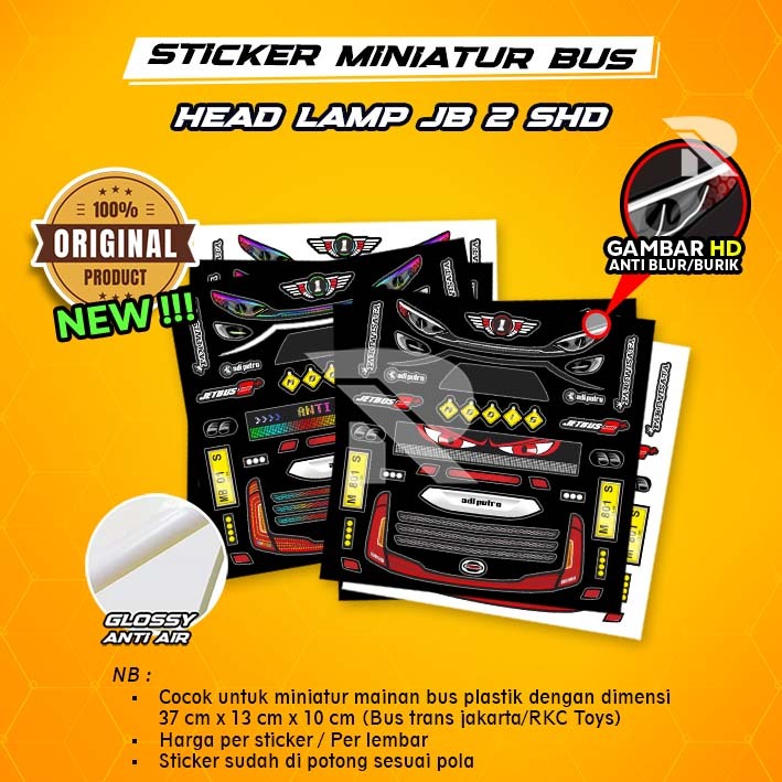 Sticker Headlamp Miniatur Bus JB2 / Sticker Lampu Bus