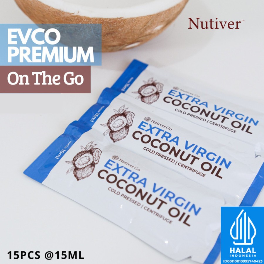 

NUTIVER | Extra Virgin Coconut Oil | Pure VCO Organik - Minyak Kelapa 15ml | VCO Sachet | VCO Kemasan Travel