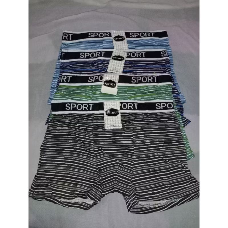 1 LUSIN BOXER PRIA DEWASA SPORT DALAMAN IMPORT MURAH - CD LAKI LAKI MOTIF SALUR Katun |RANDOM
