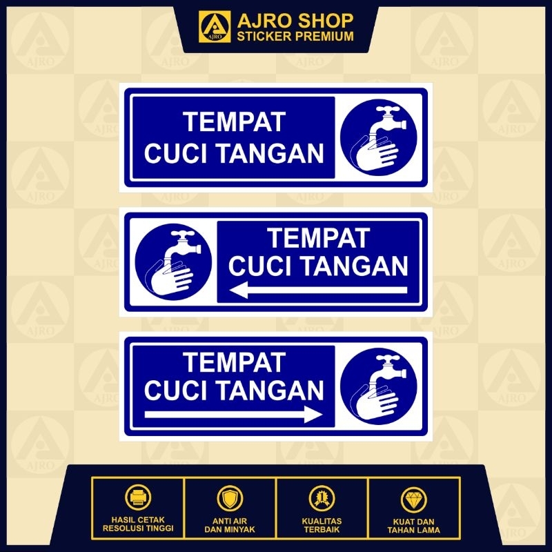 

Stiker Vinyl Petunjuk Tempat Cuci Tangan - Ukuran 28,5x10 / 20x7 Cm