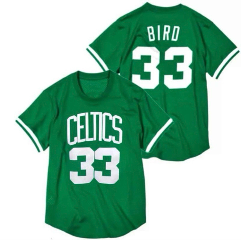JERSEY BAJU BASKET SLEEVE BOSTON #33 LARRY BIRD HIJAU