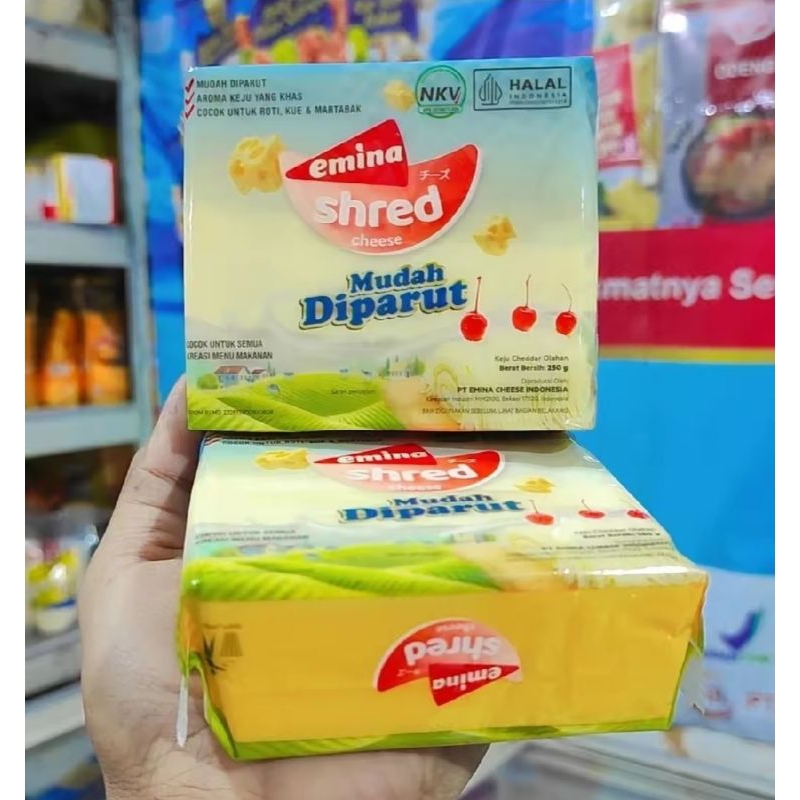 

Keju Shreed Emina 250gram / Keju parut / toping cake