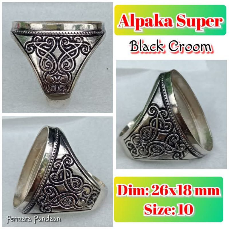 cincin emban batu akik alpaka super alpaka bakar.18