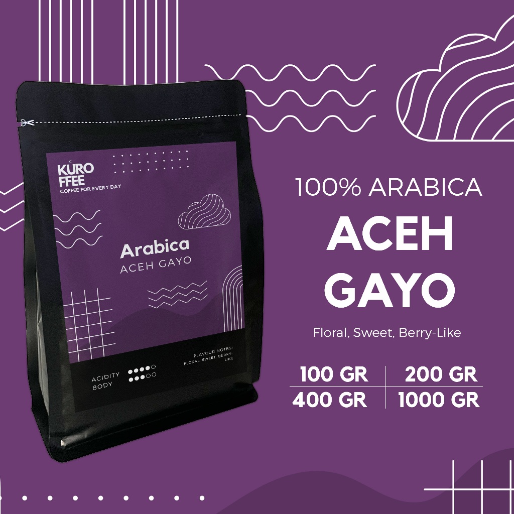 

Kuroffee - Kopi Arabica Aceh Gayo Biji/Bubuk (Coffee Bean/Grind) 100gr, 200gr, 400gr, 1kg