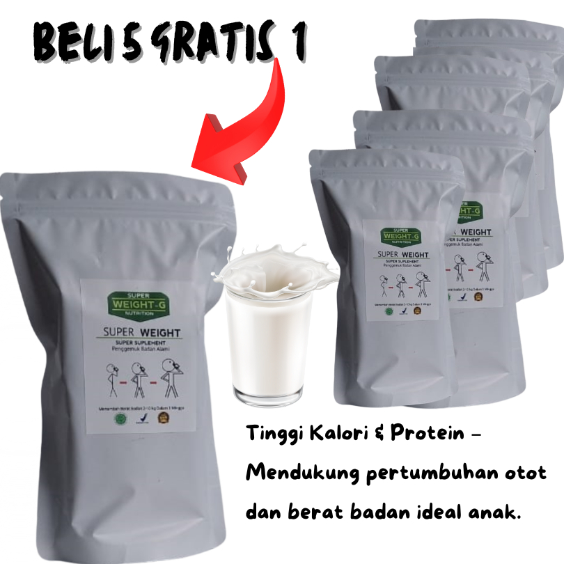 

susu penggemuk badan super weight paket hemat 5 gratis 1