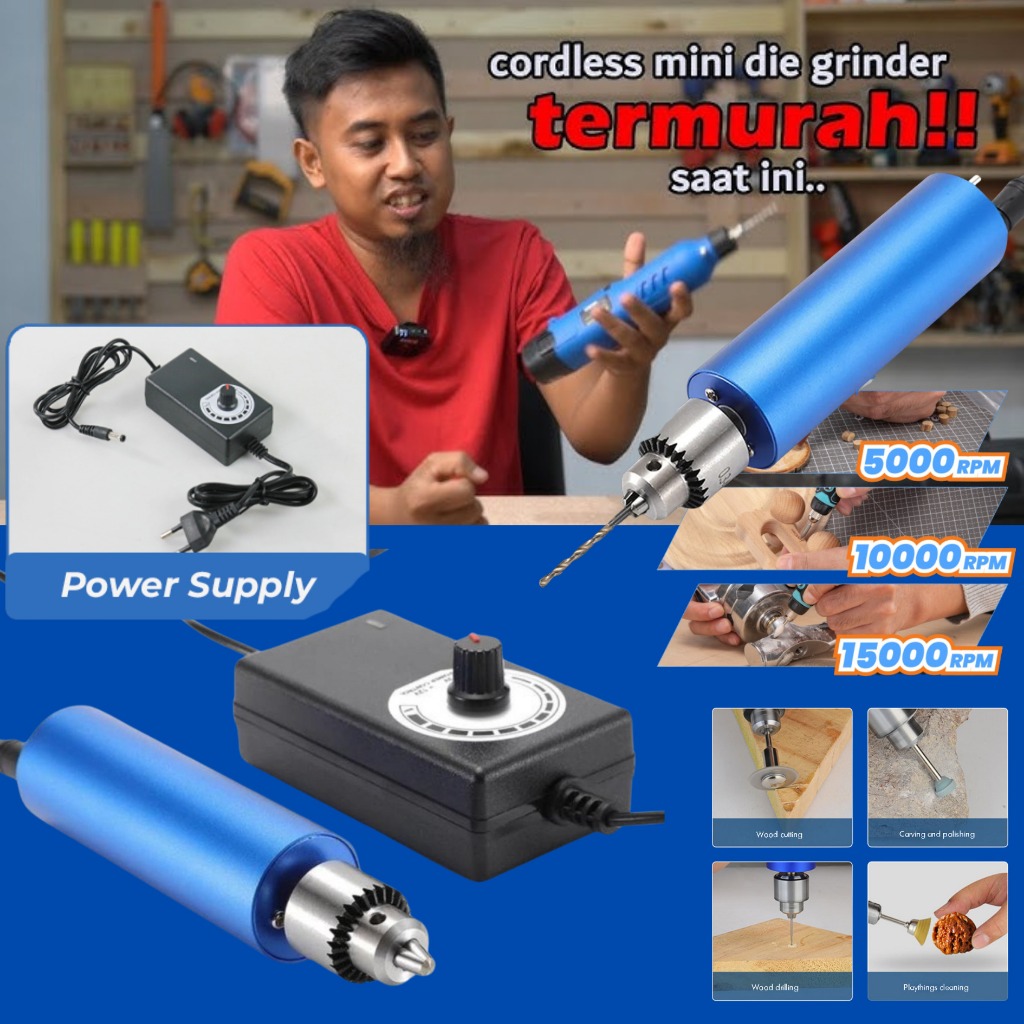 COD Bor Listrik Mini ukir kerajinan Grinder Alat Ukir perabot rumah Multifungsi 12000 RPM HERCTOOLS