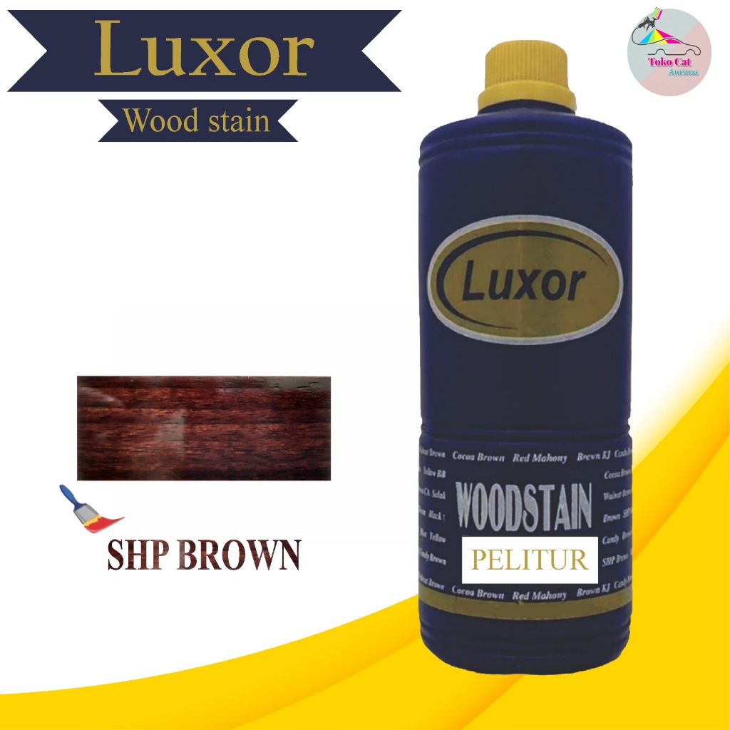 CAT KAYU WARNA SHP BROWN POLITUR PLITUR LUXOR WOODSTAIN KAYU 1 LITER ORIGINAL