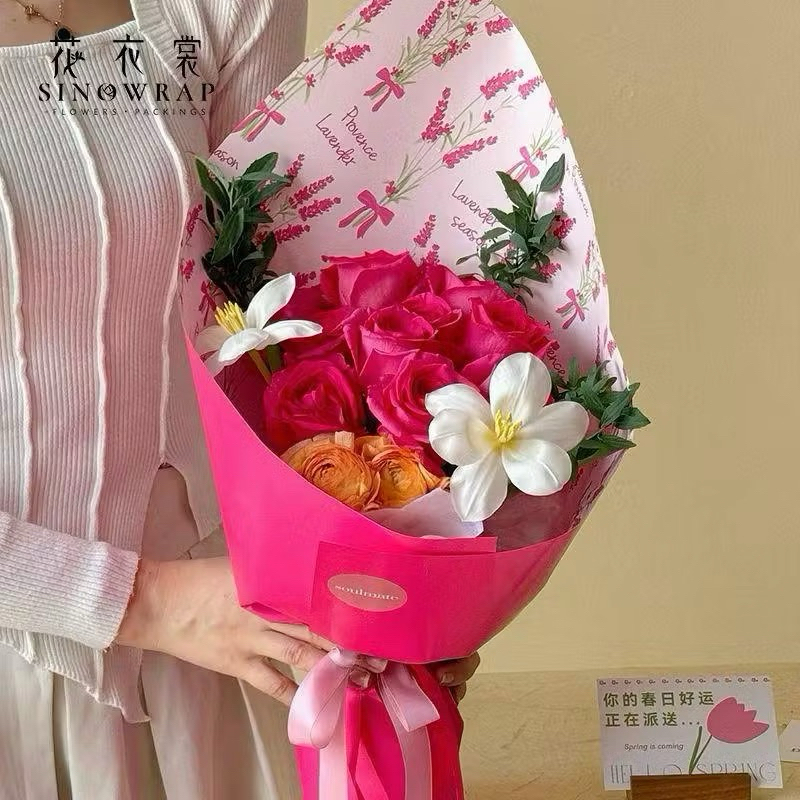 

[5 LEMBAR] KERTAS FLOWER WRAPPING CELLOPHANE ECER KERTAS BUKET BUNGA HAND BOUQUET Lavender Romance