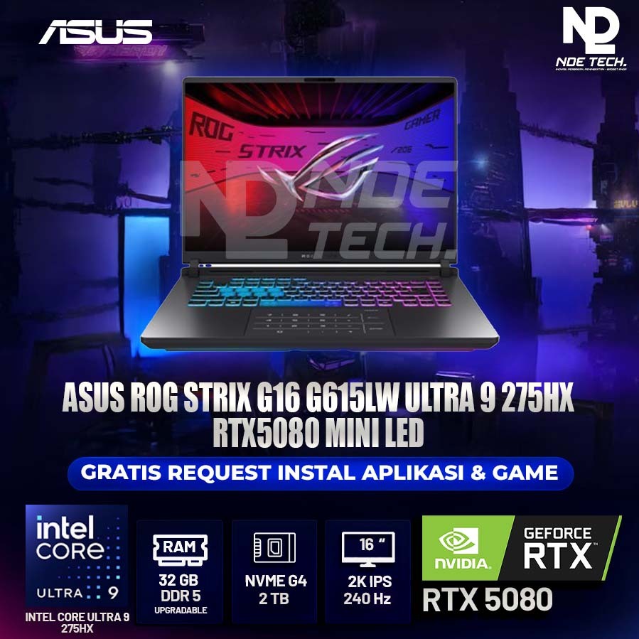 ASUS ROG STRIX G16 G615LW ULTRA 9 275HX RTX5080 MINI LED