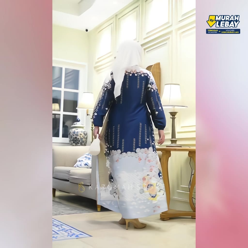 Baju Gamis Madinna Bahan Armani Silky Premium Motif Bunga Kecil Ukuran Jumbo Ld100- 120 Terbaru Mura