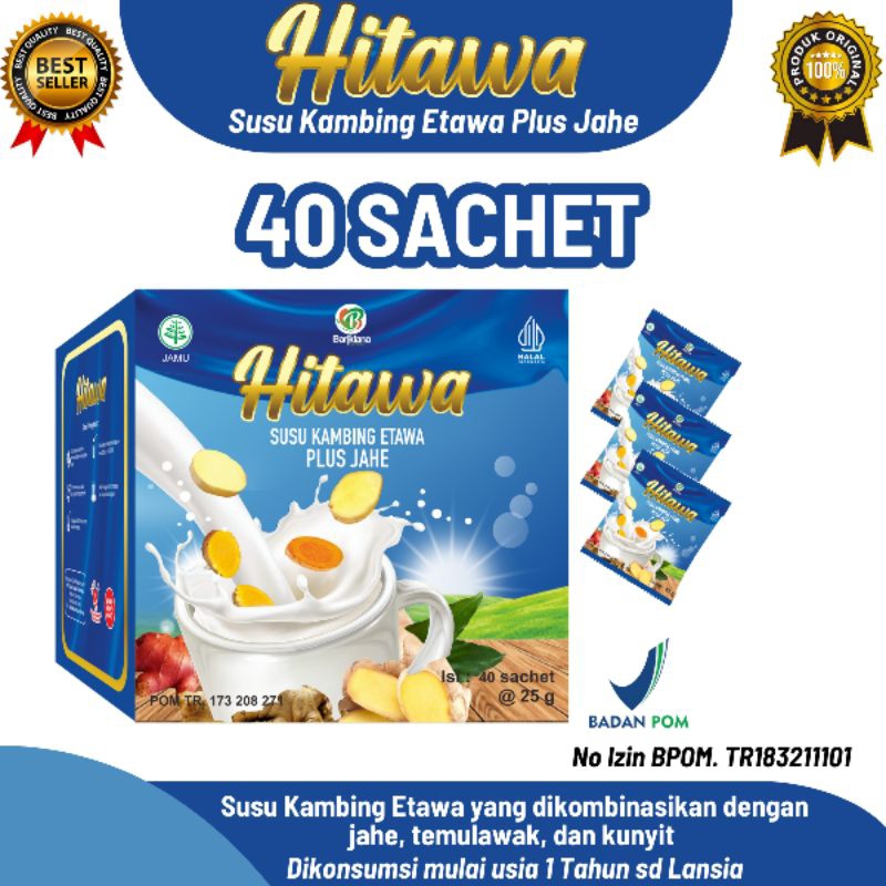 

HITAWA SACHET / Netto 1KG isi 40 Pcs / Susu Etawa Plus Herbal Jahe Kunyit Temulawak