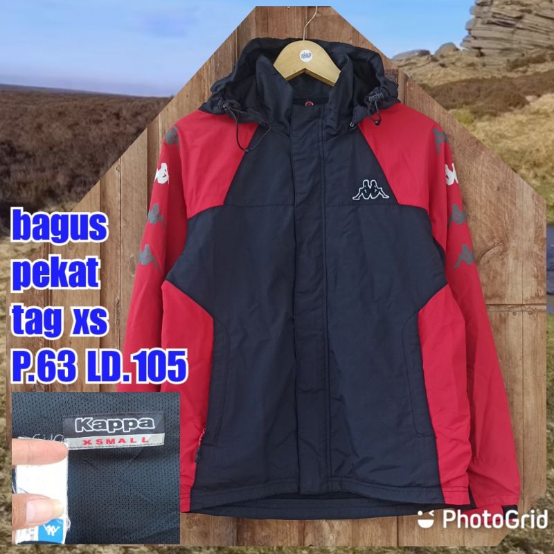 jaket gunung outdoor kappa merah hitam s