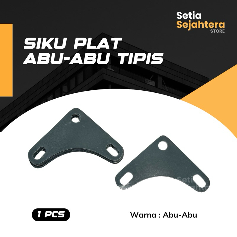 Siku Plat Lubang Besi Tipis Abu - Abu - 1 pcs