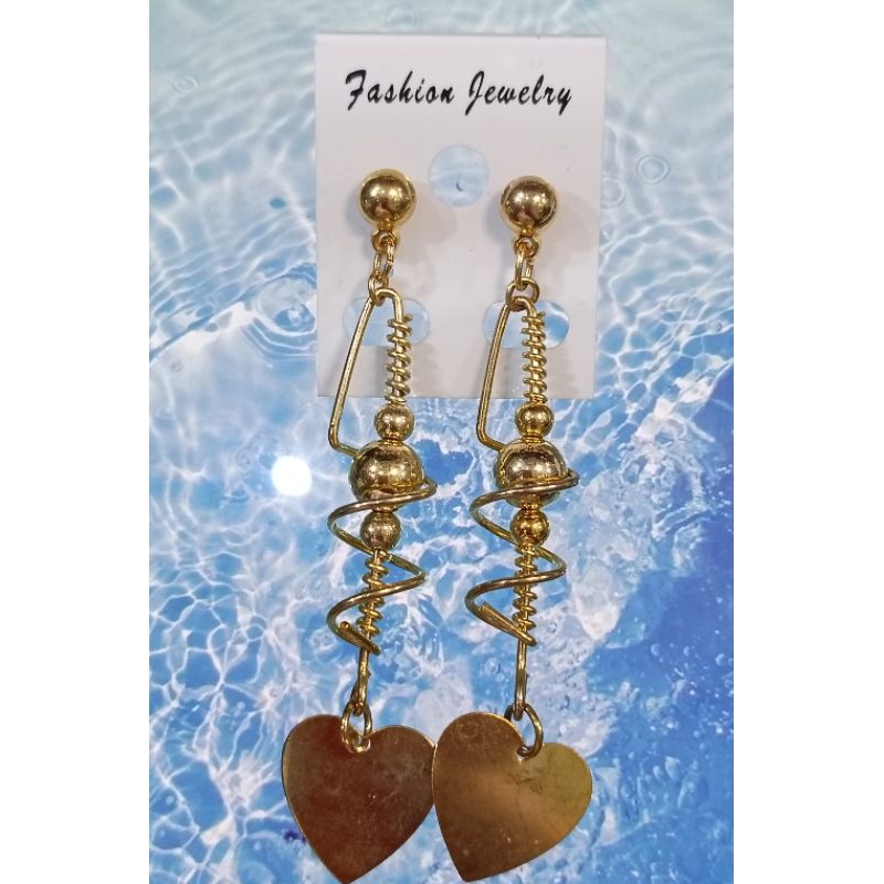 Anting Gantung Hati Spiral Gold