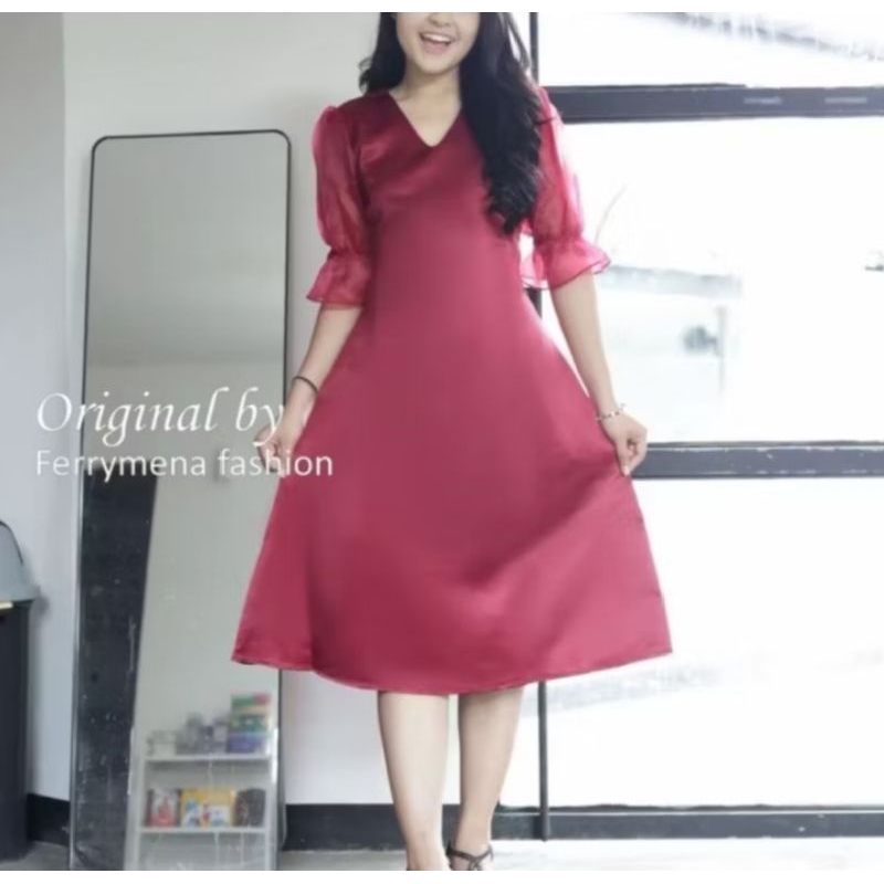 Dress Pendek Kekinian / Dress Celsi /Dress ukuran Jumbo/Dress Pesta Kondangan Natal/Dress Midi