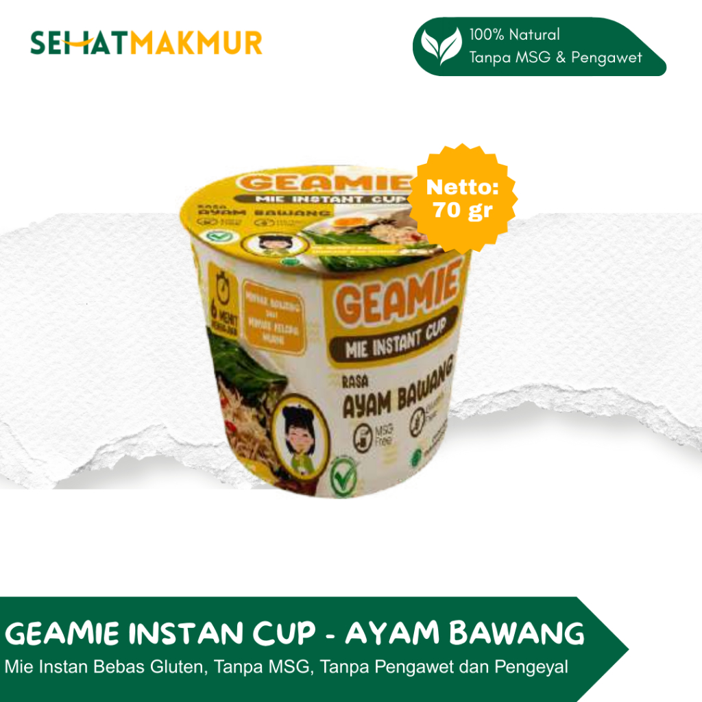 

Geamie Instant Cup - Ayam Bawang (Mie Instant Sehat Tanpa MSG, Gluten, Pengawet dan Pengenyal)