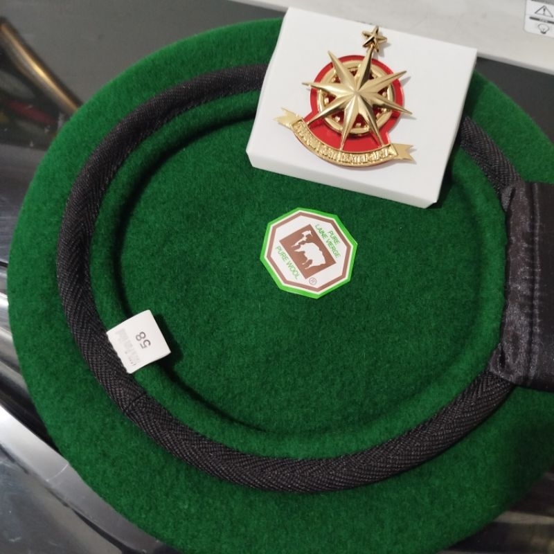 paket/baret bekang dan emblem/baret hijau tni ad